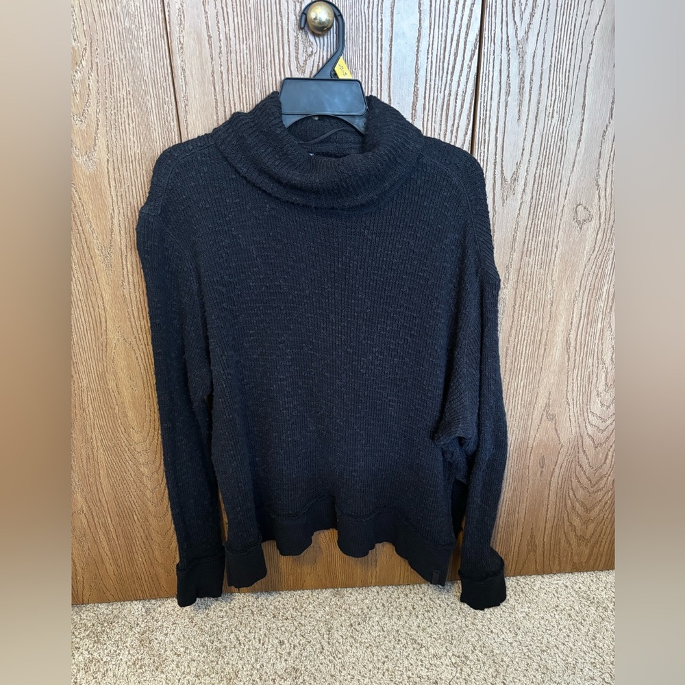 Free People Black Knit Turtleneck Sweater